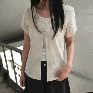 Hani Two-Button Short-Sleeve Cardigan (3 colors)