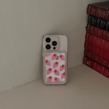 Strawberry Delight Pattern MagSafe Card Transparent Wallet Pocket Case