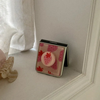 Strawberry Delight Pattern Galaxy Epoxy Zflip Fold 8 Silver Bumper Phone Case