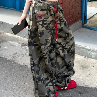 Red hotfix camouflage pants
