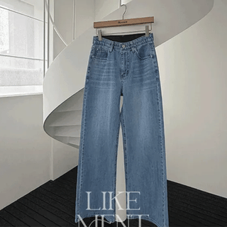 Kind Summer Medium Blue Hidden Elastic Waist Wide Denim