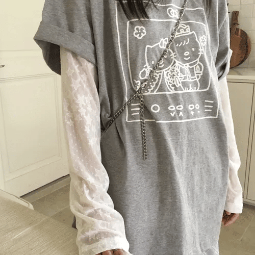 Star See-through Layered Long Sleeve Tee (3 colors)