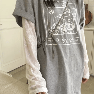 Star See-through Layered Long Sleeve Tee (3 colors)