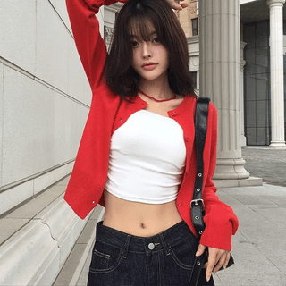Rubber Round Knit Cardigan