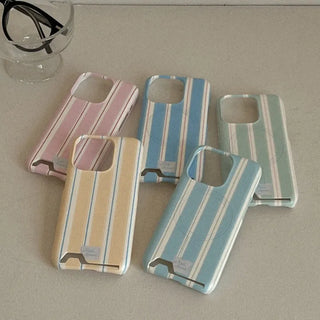Cotton Stripe MagSafe Card Phone Case for iPhone 16 Pro Hard