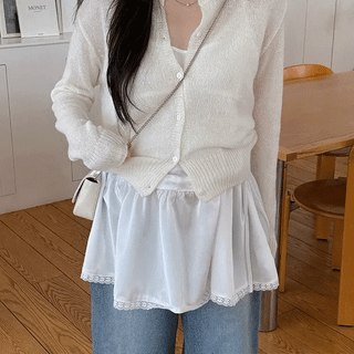 Hairy alpaca wool cardigan