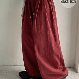 Iyaki Elastic Waist Wide Cotton Pants