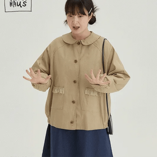 Hydrin Pocket Round Collar Cotton Jacket
