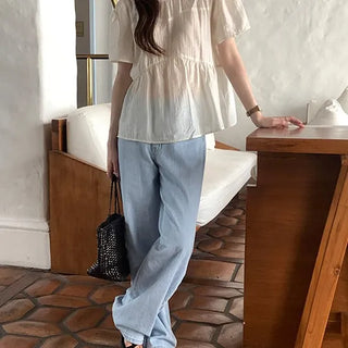 Cools Semi-Wide Light Wash Denim Pants