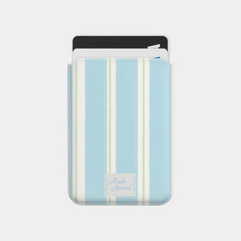 Cotton Stripe MagSafe Card Slot Wallet Pocket Case