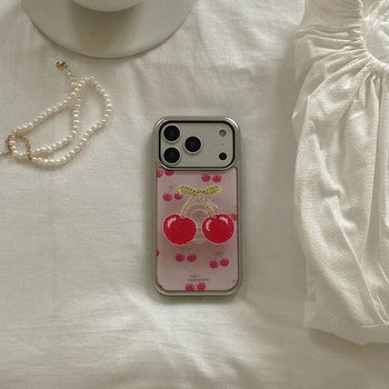 Berry Knit Pattern iPhone 18 Pro Galaxy MagSafe Silver Bumper Case