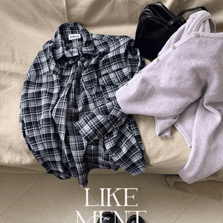 LIKEMENT Zenith Snap Button Loose Fit Check Shirt