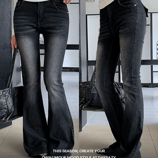 Western Pocket Washed Bootcut Denim Pants