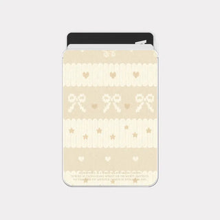 Ribbon Knit MagSafe Clear Card Wallet Pocket Case