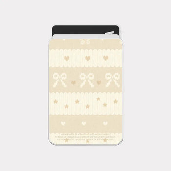 Ribbon Knit MagSafe Clear Card Wallet Pocket Case