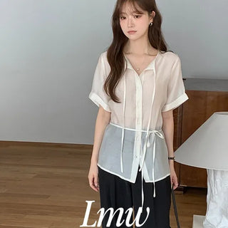 Lua Roll-up Strap Short Sleeve Blouse