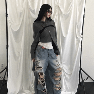 Paris Damaged Jeans  Vintage Ripped Jeans Damaged Jeans
