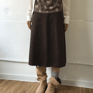 Pony Suede Midi Skirt