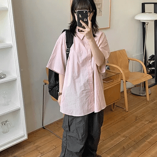 Dayku Basic Cotton Oversized Short Sleeve Shirt