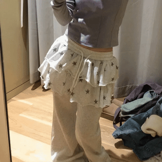 Stripe dot bootcut pants