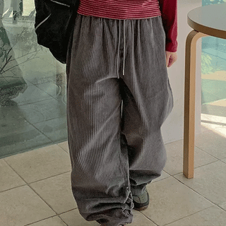 Chilcro Heart Corduroy Banded Wide Pants