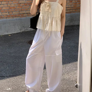 Ribbon Washer Two-Way Cargo Pants