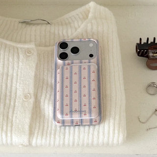Cherry Stripe MagSafe Card Slot Wallet Pocket Case