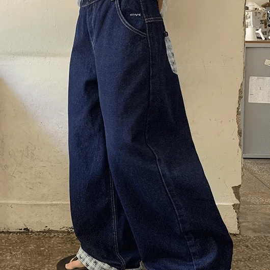 Hilet Ribbon Roll-up Denim Wide Pants