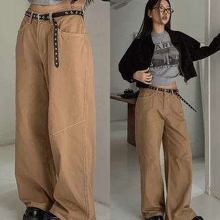 Nello Stitch Wide Cotton Pants