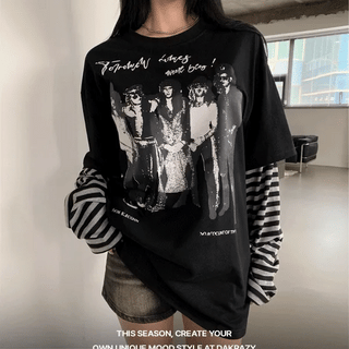 Funky Print Layered Long Sleeve T-shirt