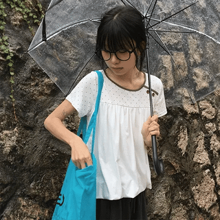 Nata Button Dot Raglan Short Sleeve T-shirt
