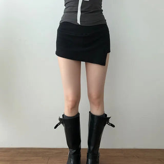 suede pocket wrap skirt