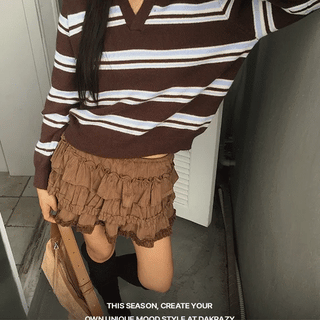 Lara Color-block Striped Collar Knit