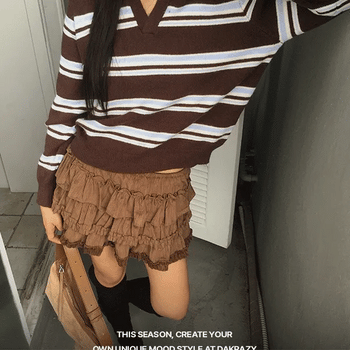 Lara Color-block Striped Collar Knit