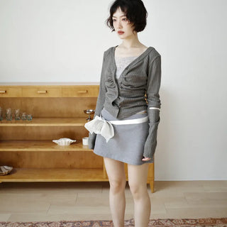 Gathered line cardigan