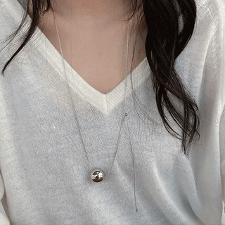 Long drop ball necklace