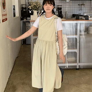 Fanati Pocket Pintuck Flare Long Dress