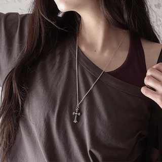 Blob Vintage Cross Pendant Necklace