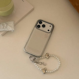 silver heart pearl strap