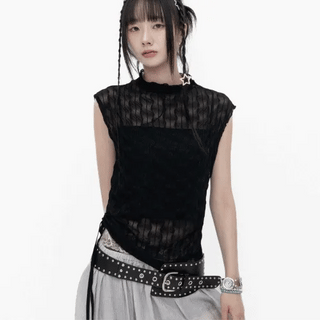 LAYERED HENLEY SLEEVELESS