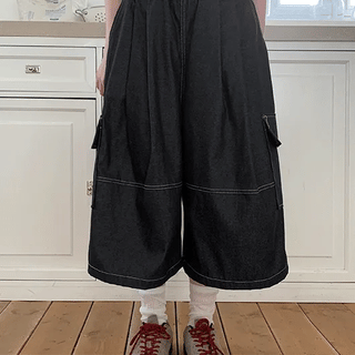 Mindel Elastic Denim Bermuda Cargo Pants