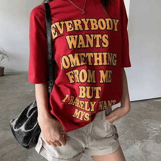 Every Color Block Lettering Oversized Short Sleeve T-shirt