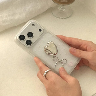 [SET] Heart Pin Dot Translucent Phone Case + Heart Smart Ring