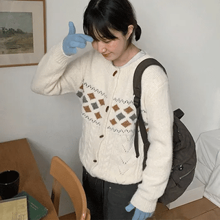 Coachito Toggle Round Wool Knit Cardigan