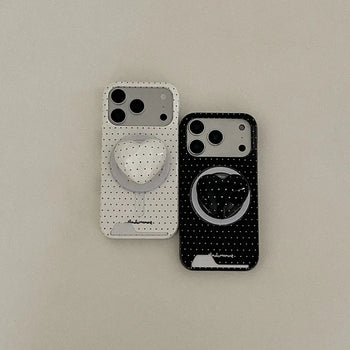 [SET] Basic Polka MagSafe Card Holder Phone Case + MagSafe Bead Heart Tok