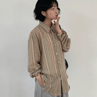 Fwip Vintage Striped Over Linen Shirt
