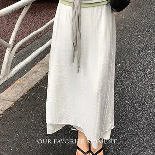 Flower Embroidered Layered Maxi Skirt