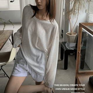 Trevor Linen See-through Sleeve Long Sleeve