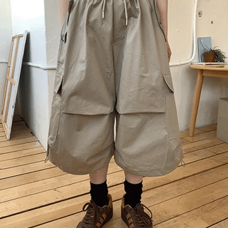 Tenpie String Cargo Parachute Bermuda Shorts