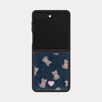 Denim Cat Galaxy Zflip Fold 8 Epoxy Black Bumper Case